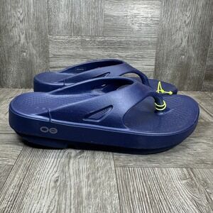 OOFOS OOriginal Sandals Women 5 Navy Blue Recovery Foam Thong Flip Flops NEW